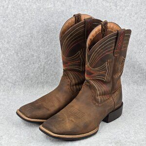 Ariat Boots Mens 9.5 D Sport Wide Square Toe Brown Leather Western Cowboy Rodeo